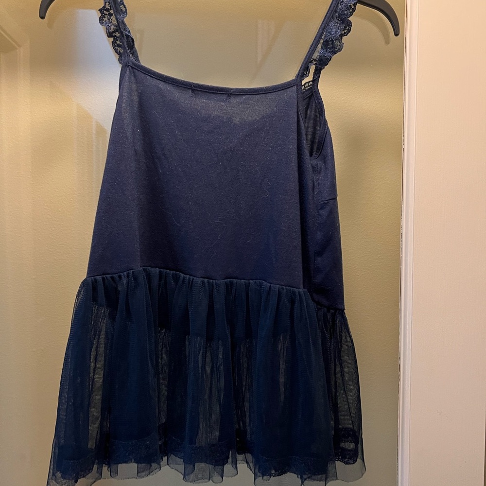 LIZ LISA Vintage Japanese Navy Blue Lace Trim Chemise - Picture 4 of 4